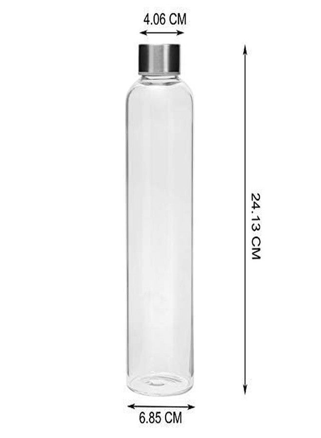 SIMPARTE Borosilicate Glass Water Bottle 500ml | Leak-Proof, Freezer Safe, Wide Mouth | Stainless Steel Cap | Ideal for Office, School, Travel | Set of 1 - Image 4